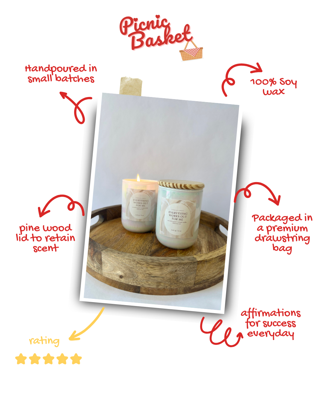 Everything works out for me (just like magic) | Sweet Peach & Creamy Vanilla Scented Candle