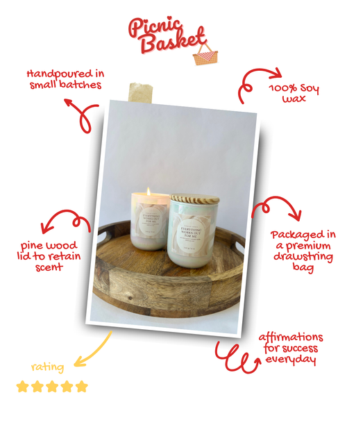 Everything works out for me (just like magic) | Sweet Peach & Creamy Vanilla Scented Candle