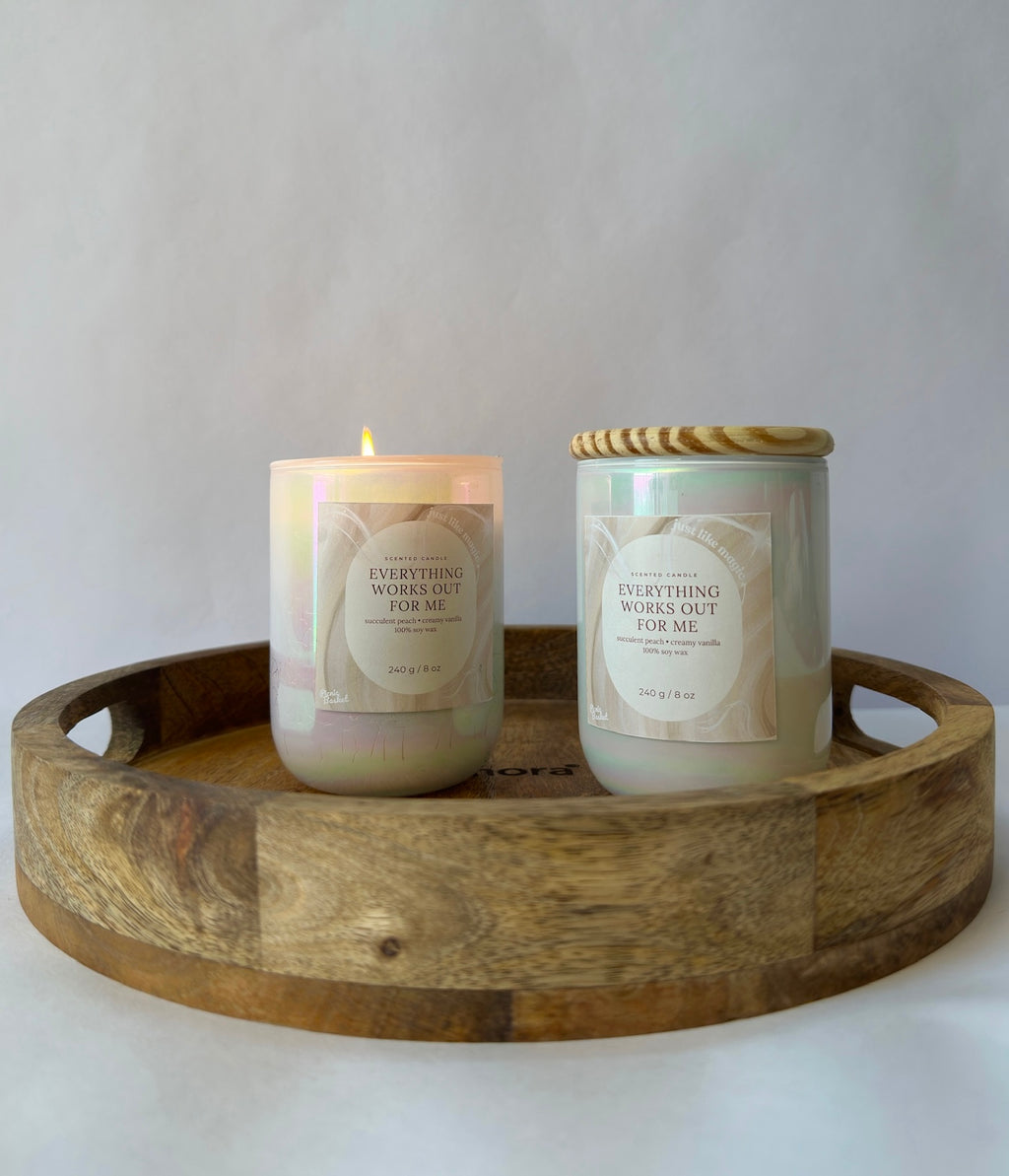 Everything works out for me (just like magic) | Sweet Peach & Creamy Vanilla Scented Candle